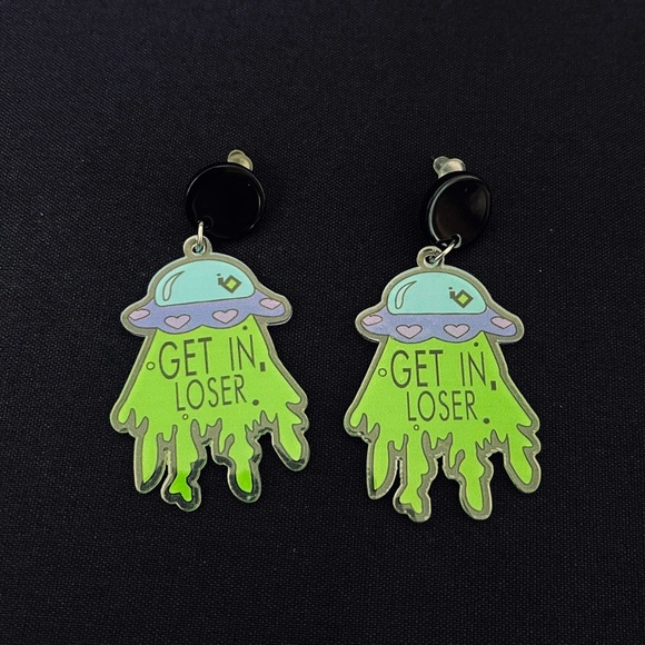 UFO “Get in Loser” Dangle Earrings - Picture 2 of 7